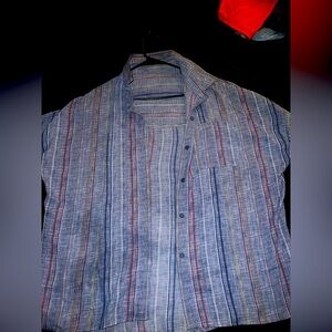 Rainbow stripe button down shirt! Unisex. Never worn!